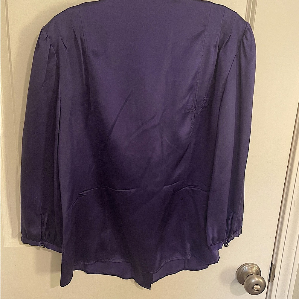Victor Alfaro 3/4 Sleeve Silk Blouse, Tie Neck, Sz 12, $15 - Picture 3 of 7